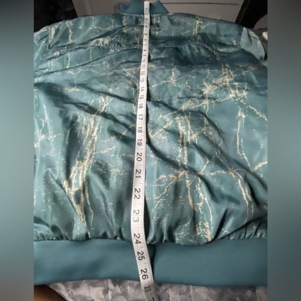 BDG Light Green Marble Print Puffer Bomber Jacket Size S - Picture 11 of 16